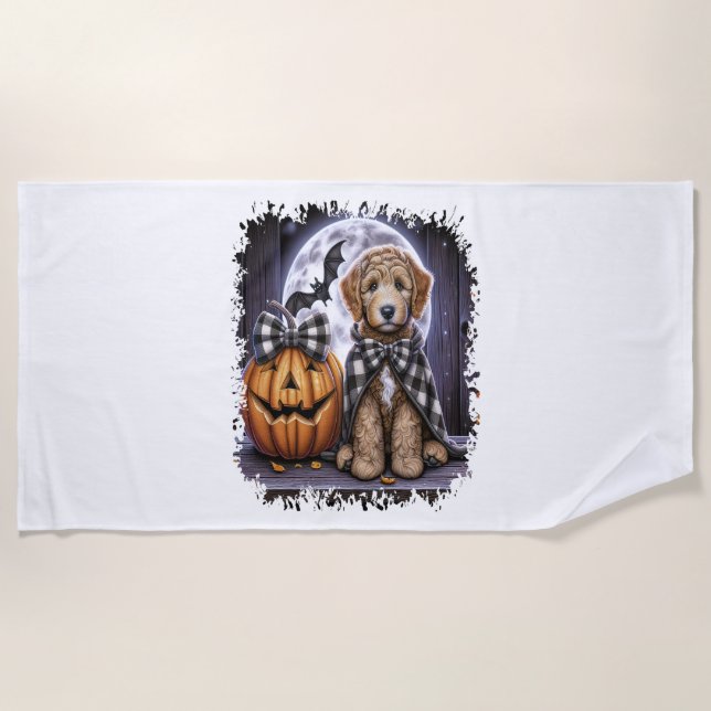 Toalha De Praia Labradoodle Dog Halloween Square (Frente)