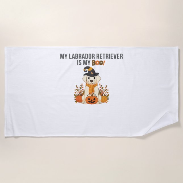 Toalha De Praia Labrador Retriever Halloween Cachorro Engraçado Bo (Frente)