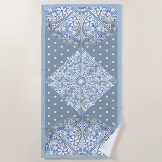 Toalha De Praia Lace cerâmico Azul claro (Frente)