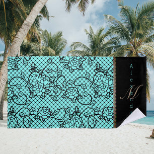 Toalha De Praia Lace noir moderno e ilusão de zíper