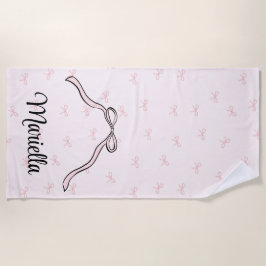 Toalha De Praia Laço Rosa Personalizado Coquette Custom