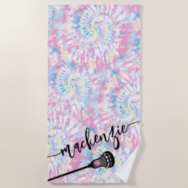 Toalha De Praia Lacrosse Girls Pink Tie Dye Personalizado