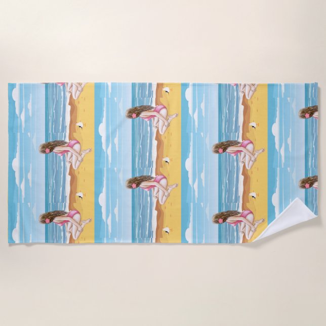 Toalha De Praia ladie na praia (Frente)