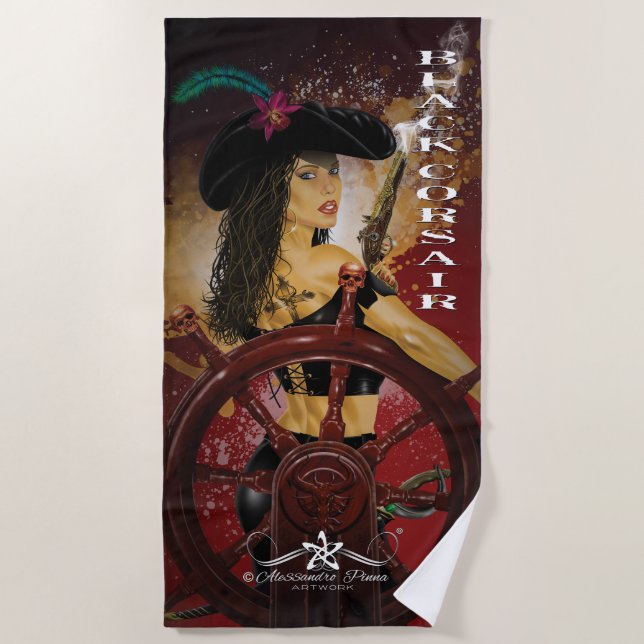 Toalha De Praia Lady Black Corsair (Frente)