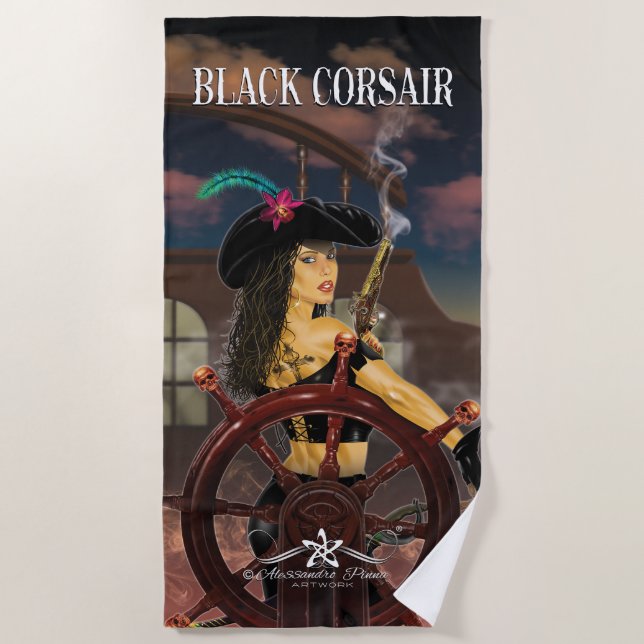 Toalha De Praia Lady Black Corsair (Frente)