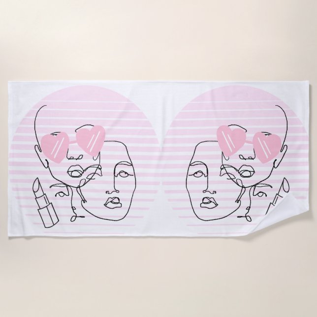 TOALHA DE PRAIA LADY HEAD LINE ART (Frente)