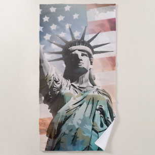 Toalha De Praia Lady Liberty e a bandeira americana