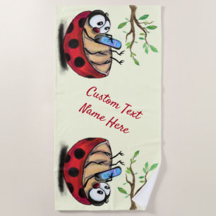 Toalha De Praia Ladybug com telefone seu nome de texto Beach Towel