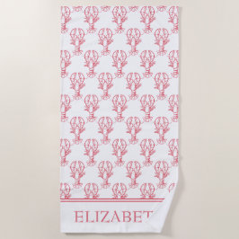 Toalha De Praia Lagostas Vermelhas e Brancas Personalizadas