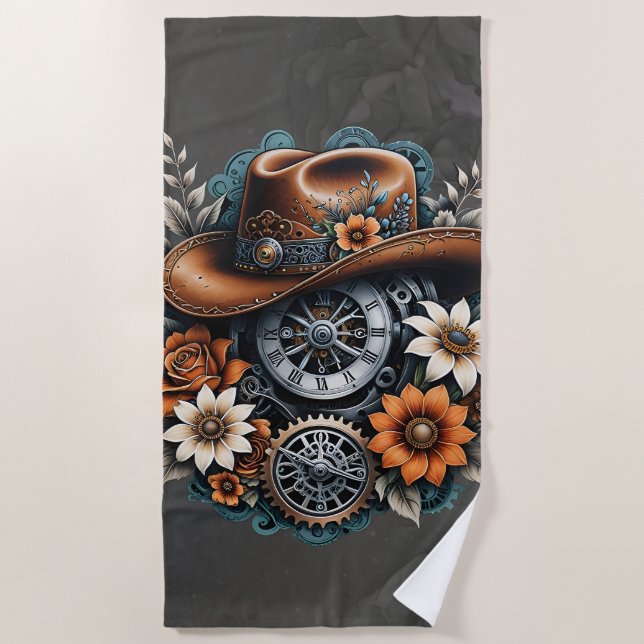 Toalha De Praia Lágrimas: estilo vaqueiro a vapor. (Frente)