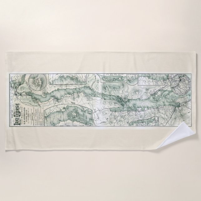 Toalha De Praia Lake George Beach Towel – Stoddard Map Edition (Frente)