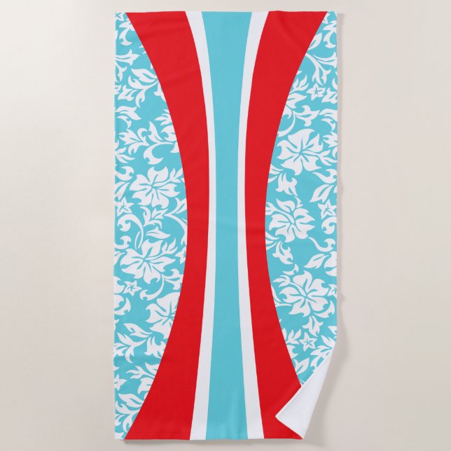 Toalha De Praia Laniakea Hawaiian Striped Surfboard - Aqua (Frente)