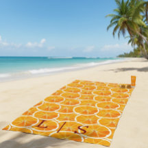 Toalha de Praia Laranja Cítrica com Monograma Pers