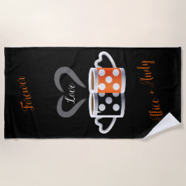 Toalha De Praia Laranja + Design ART de Trendência de Cor do Café 