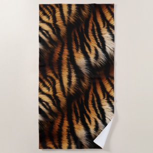 Toalha De Praia Laranja Preto Tigre Impressão Animal
