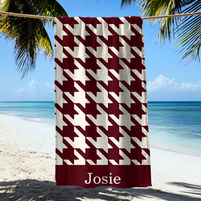 Toalha De Praia Large Houndstooth Burgundy (Criador carregado)