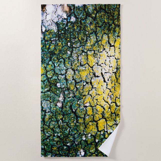 Toalha De Praia Latido de Árvore Amarelo e Verde (Frente)