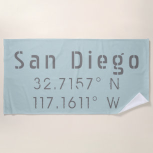 Toalha De Praia Latitude Longitude de San Diego