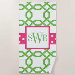 Toalha De Praia Lattice & Grosgrain Monogrammed Beach Towel