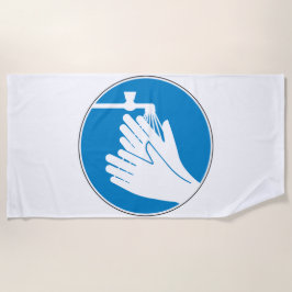Toalha De Praia Lave as mãos (saúde e segurança) (higiene)