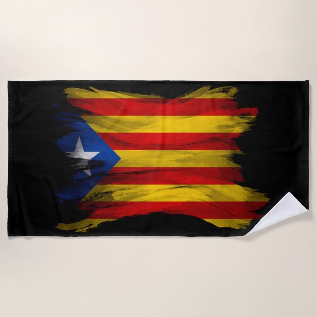 Toalha De Praia Lave de pincel da Catalunha, bandeira nacional (Frente)