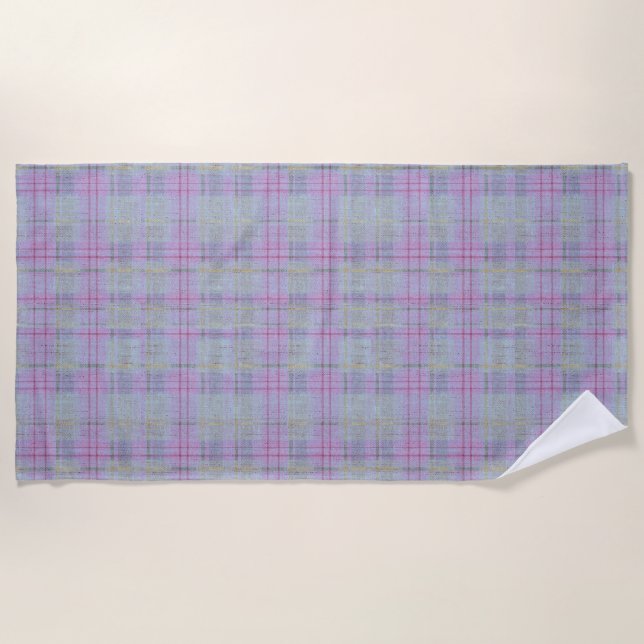 Toalha De Praia Lavender Plaid Harmony  (Frente)