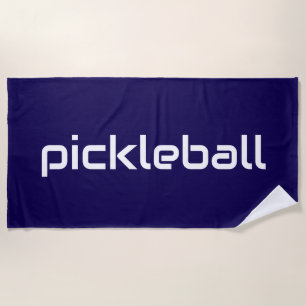 Toalha De Praia Legal Texto Branco Moderno PICKLEBALL Em Azul Mari