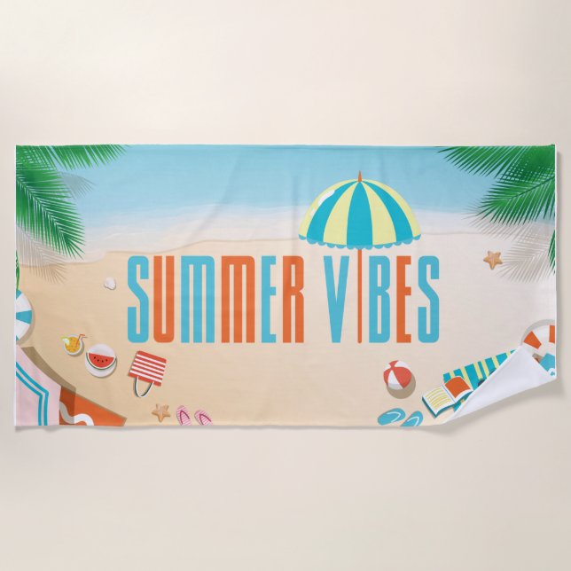 Toalha De Praia Legal Verão tropical vibes Summer Beach Towel (Frente)