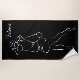 Toalha De Praia Legal White Modern Adicionar Seu Nome Mulheres Per