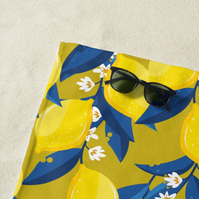 Toalha De Praia Lemon Tree Blooming Pattern Beach Towel (In Situ)