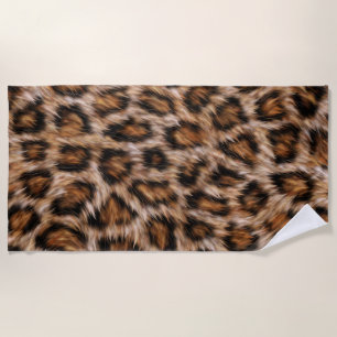 Toalha De Praia Leopard Jaguar Cat Brown fur Pattern-24609