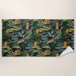 Toalha De Praia Leopard Jungle Forest Illustration Seamless Custom