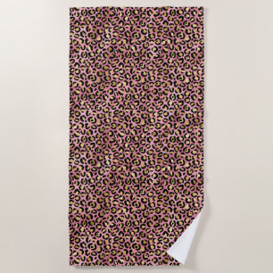 Toalha De Praia Leopard Series Design 15 rosa e Dourada