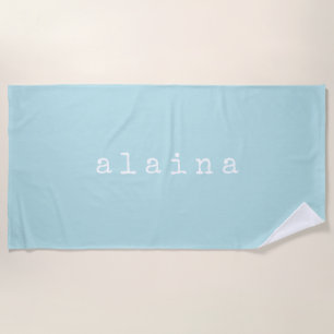 Toalha De Praia Letras de Máquina de Escrever Monogramadas em Azul