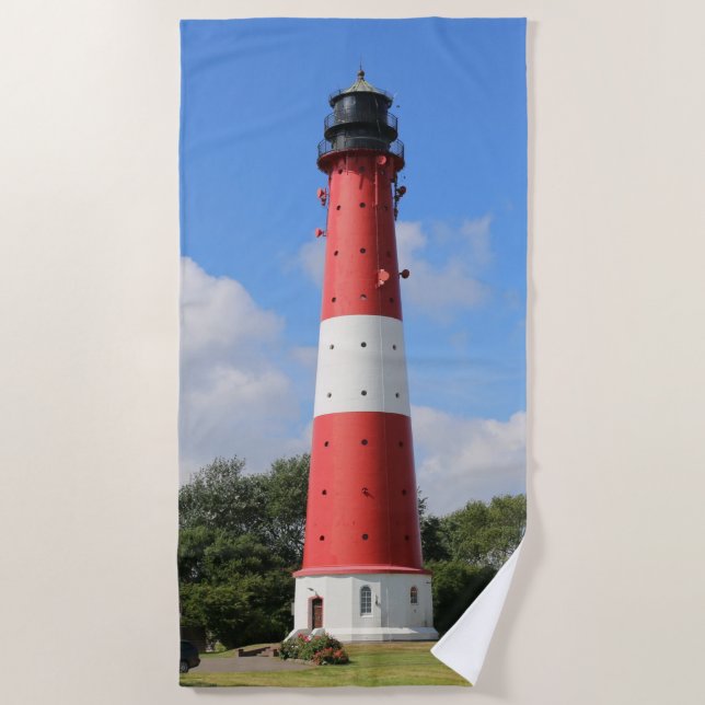 Toalha De Praia Leuchtturm auf Insel Pellworm im Sommer (Frente)