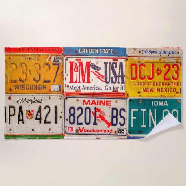 Toalha De Praia Licença dos Estados Unidos Plates Art America (Frente)