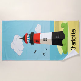 Toalha De Praia Lighthouse Scene Design Beach Towel