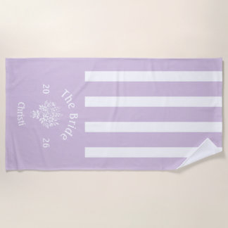 Toalha De Praia Lilás Roxo Listrado da NOIVA 