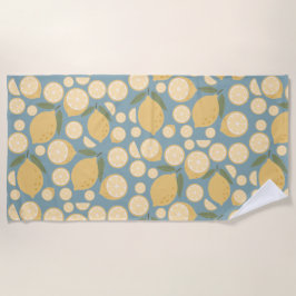 Toalha De Praia Limão Amarelo Padrão Sem Costura