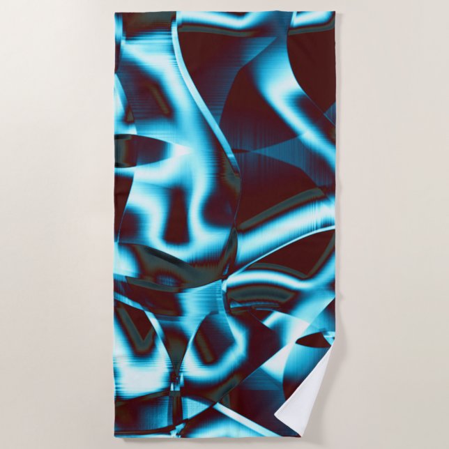 Toalha De Praia Limpe os tons cianos nas fitas abstrato para cima  (Frente)