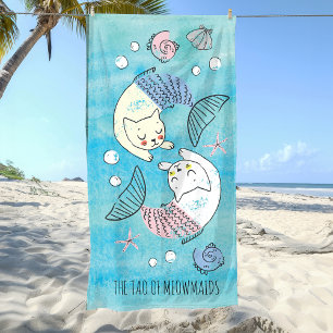 Toalha De Praia Linda Aquarela Verde Tao das Meowmaids