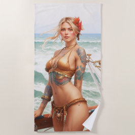 Toalha De Praia Linda tatuagem pirata Beach Towel
