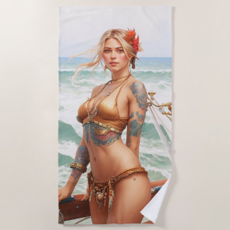 Toalha De Praia Linda tatuagem pirata Beach Towel