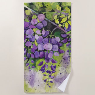 Toalha De Praia Lindas Flores De Wisteria Em Aquarela