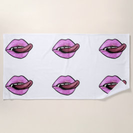 TOALHA DE PRAIA LÍNGUA E LÁBIOS DE TINTA