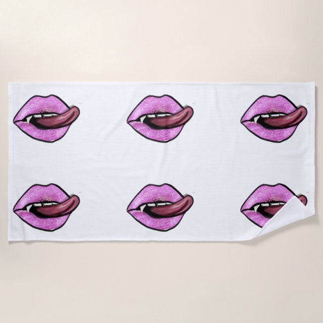 TOALHA DE PRAIA LÍNGUA E LÁBIOS DE TINTA (Frente)