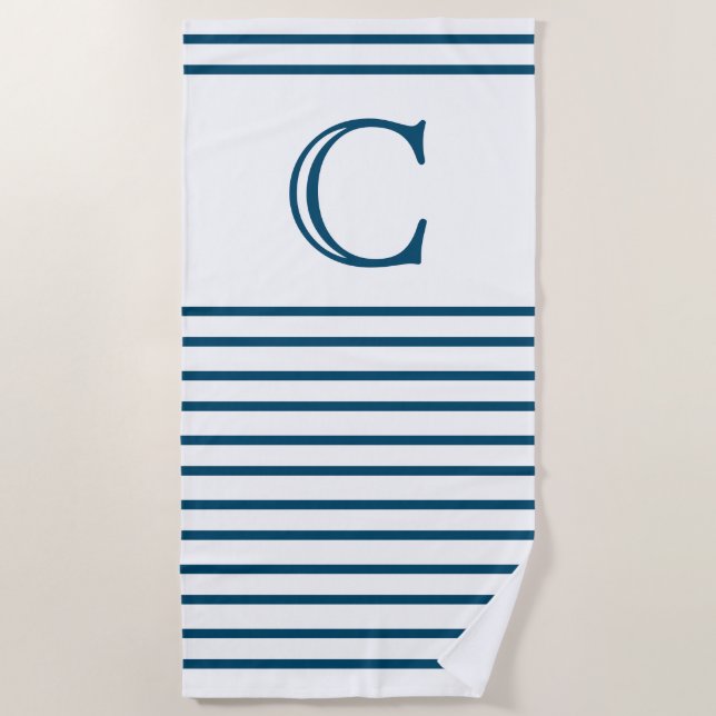 Toalha De Praia Linha Azul Personalizada do Oceano Simples (Frente)