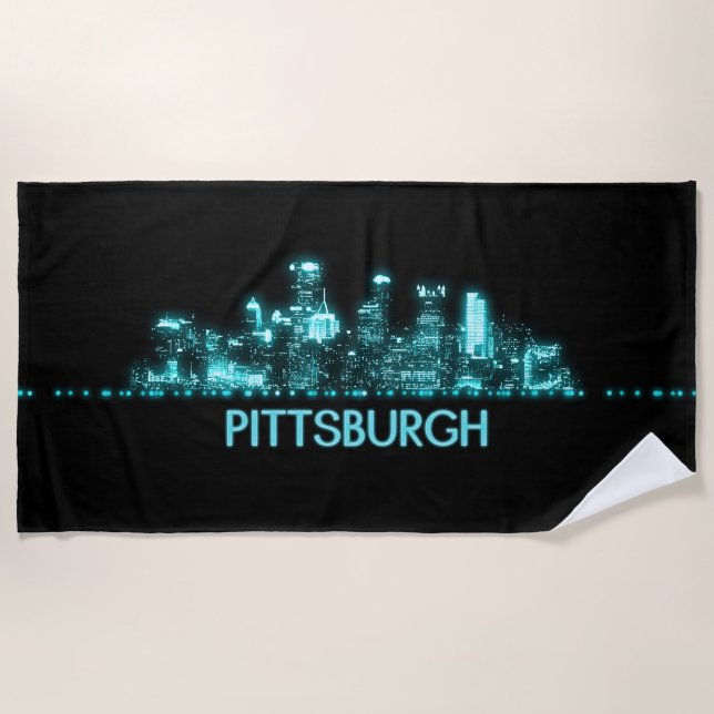 Toalha De Praia Linha Skyline de Pittsburgh (Frente)