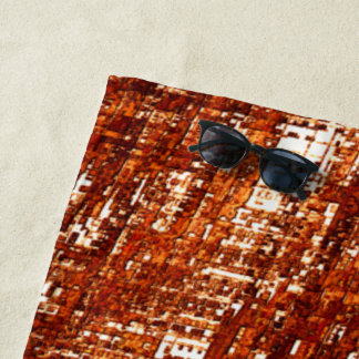 Toalha De Praia Linhas cruzadas e entalhe de quadrados enferrujado