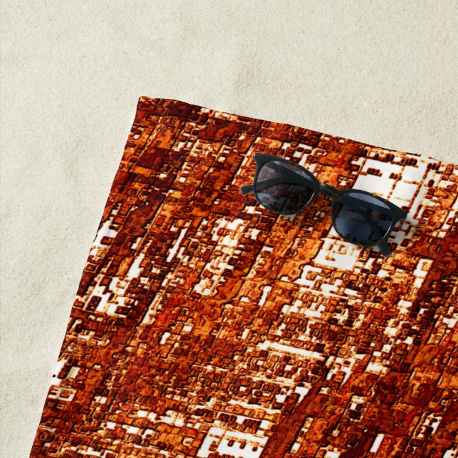 Toalha De Praia Linhas cruzadas e entalhe de quadrados enferrujado (In Situ)